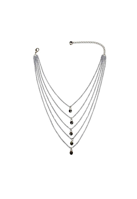Colar Suzana de veneziana silver e pedras black diamond