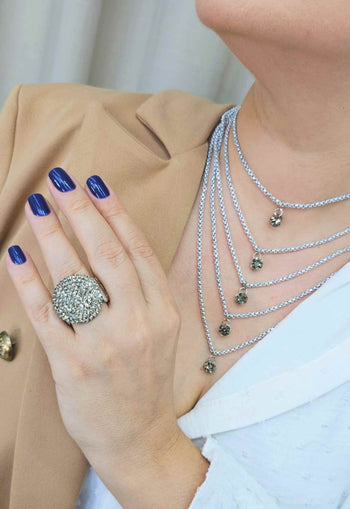 Colar Suzana de veneziana silver e pedras black diamond