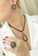 Colar Alure de gota onix banhado no grafite