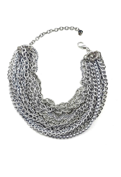 Colar Constantine silver com mix de correntes pratas