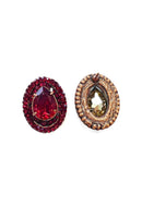 Brinco Camarote Glam oval com pedras vermelhas