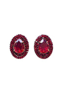 Brinco Camarote Glam oval com pedras vermelhas