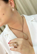 Colar Alure de gota peach banhado no vintage