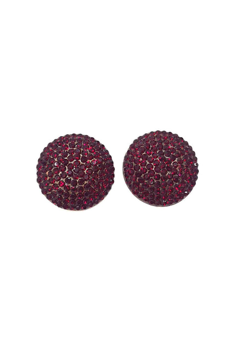 Brinco oval Brigite glam com stras vermelho