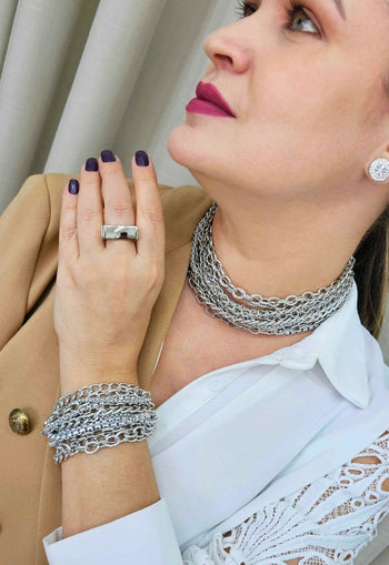 Pulseira Constantine silver com mix de correntes pratas