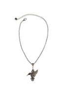 Colar beija flor prata com veneziana e strass black diamond cristal e hematite