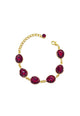 Pulseira Rubi Glam dourada com pedras vermelhas