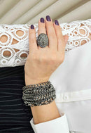 Pulseira Constantine onix com mix de correntes grafites