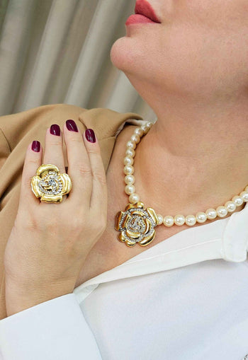 Anel de Flor Cecília dourado