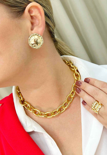 Colar choker Scarlet gold de elos dourados