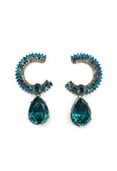 Brinco Darlim de argola com gota blue zircon