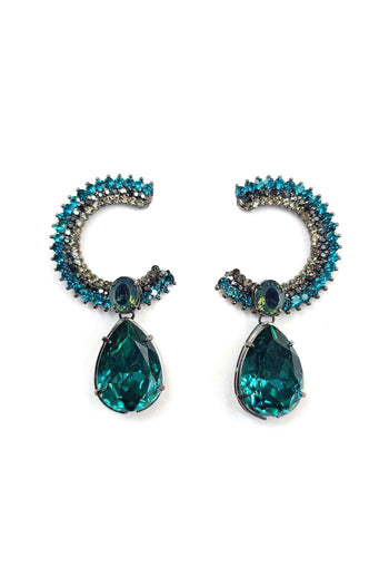 Brinco Darlim de argola com gota blue zircon