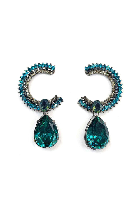 Brinco Darlim de argola com gota blue zircon