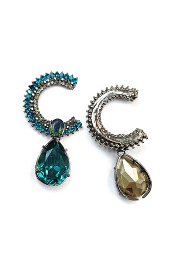 Brinco Darlim de argola com gota blue zircon