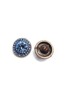 Brinco Vick com pedras no azul jeans banhado no vintage