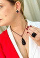 Colar Alure de gota preta banhado no vintage