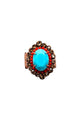 Anel Ambaris com pedra azul e strass coral e marrom