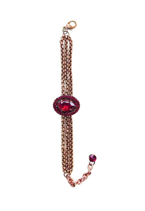 Pulseira Camarote Glam vintage com pedras vermelhas