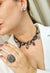 Colar Romana Onix com malha grafite e pedras