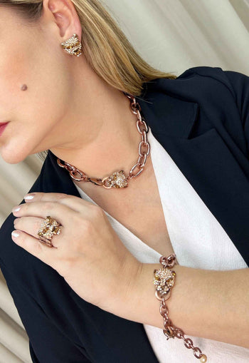 Colar Cibele de onça pêssego vintage