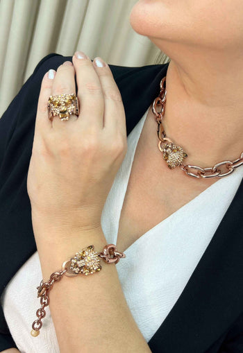 Colar Cibele de onça pêssego vintage