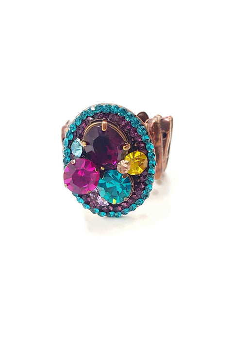 Anel colorido Maya banhado no vintage