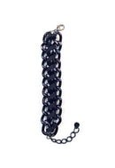 Pulseira Medina jet com couro e elos preto