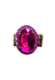Anel Maria Isabel oval com pedras fuchsias banhado no ouro velho