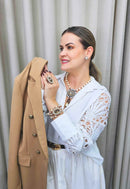 Colar Milena de perolas com pingente black diamond banhado no vintage