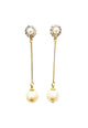 Brinco Poesia gold com corrente dourada e pérolas