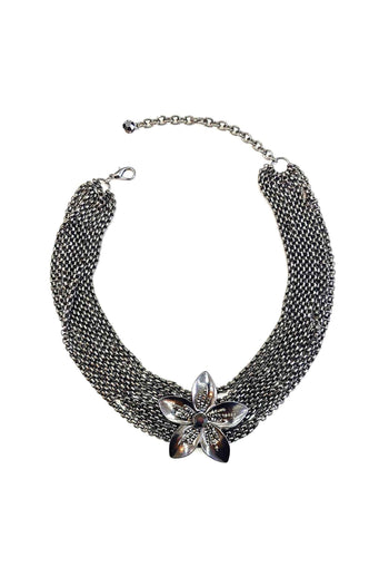 Colar Estilo de correntes veneziana e pingente de flor hematite