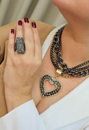 Anel Rebeca com pedras hematite