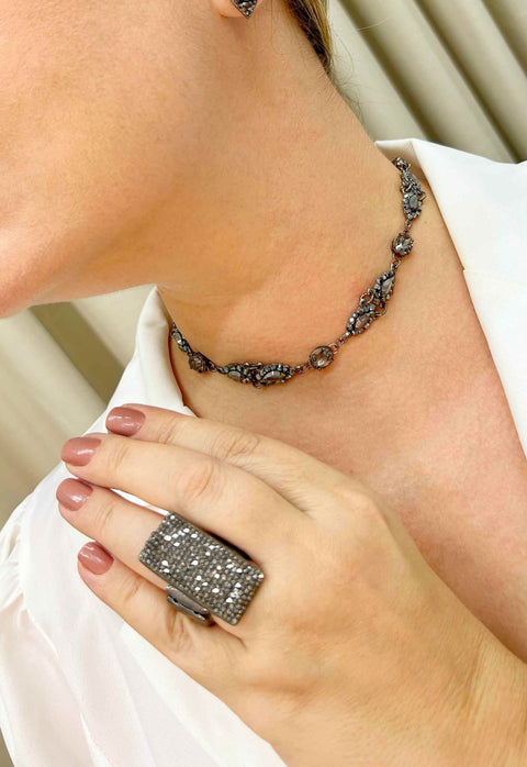 Anel Rebeca com pedras hematite