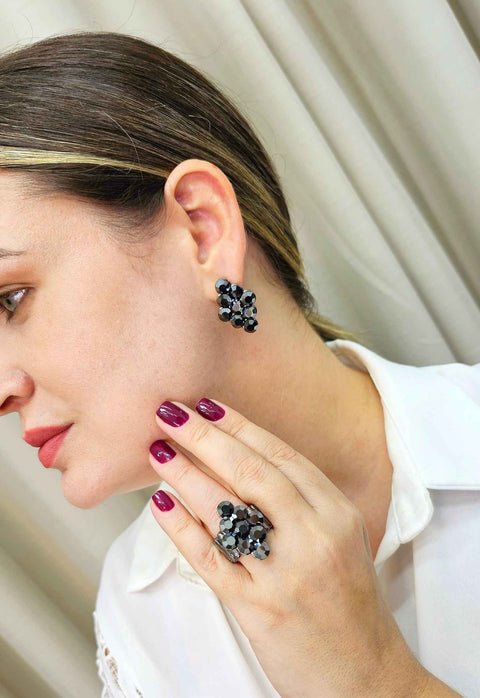 Anel Estilo com pedras hematite