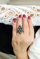 Anel Estilo com pedras hematite