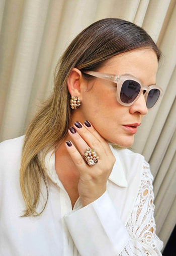 Óculos de Sol Simone de acetato marfim com lentes de proteção uv