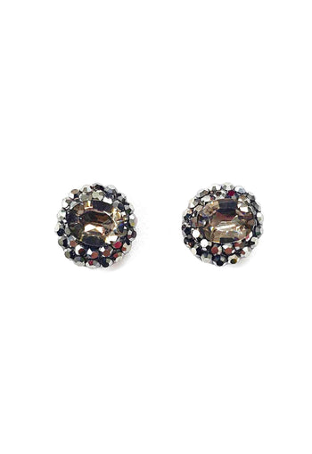 Brinco Tendência pequeno com pedras black diamond e hematite