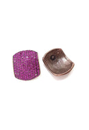 Brinco Audrey com pedras fucsia banhado no vintage