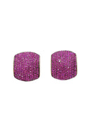Brinco Audrey com pedras fucsia banhado no vintage