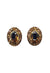 Brinco Gerusa gold oval com pedras marrom banhado no dourado