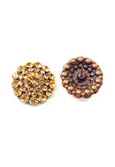 Brinco Augusta redondo com pedras peach banhado no vintage