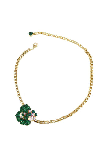 Choker Belinda de flor esmeralda banhada no dourado