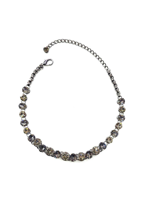 Colar Choker desejo com pedras black diamond banhada no onix