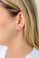 Brinco Jessica delicado com pedras rosa