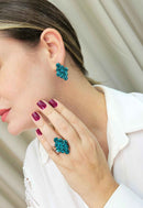 Anel Surpreendente com pedras blue zircon