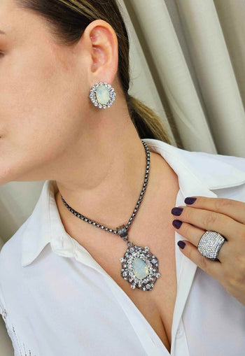 Brinco Raridade cristal banhado no grafite