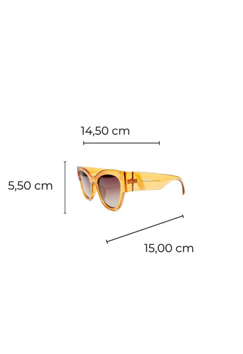 Óculos de Sol Maria Eduarda de acetato caramelo com lentes de proteção uv