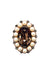 Anel Milena de perolas com pedra black diamond banhado no vintage