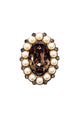 Anel Milena de perolas com pedra black diamond banhado no vintage