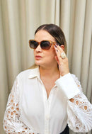 Óculos de Sol Lorena de acetato marrom com lentes de proteção uv